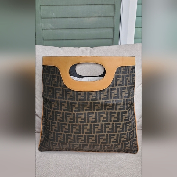 Fendi Vintage Zuccino Foldover Clutch/Tote - Picture 7 of 13